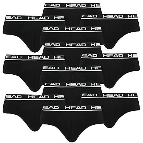 Head Herren Basic Brief Pant Slip Unterwäsche Unterhose 12 er Pack, Farbe:002 - Black, Bekleidungsgröße:M von HEAD