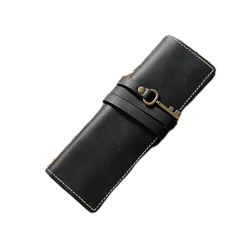 Leder-Stiftkiste, Federmäppchen aus Leder, Mehrfarbig, 18,5 x 6,5 cm(Noir) von HEAGER