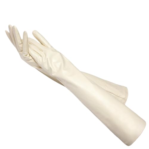 HEAITHpool 50 cm Lange Lederhandschuhe Damen Lederhandschuhe Warme Damen Winterhandschuhe Einfache Damenhandschuhe Light beige XXL von HEAITHpool