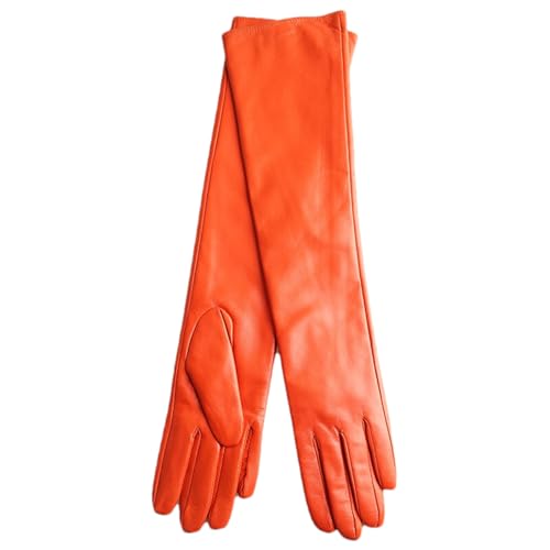 HEAITHpool 50 cm Lange Lederhandschuhe Damen Lederhandschuhe Warme Damen Winterhandschuhe Einfache Damenhandschuhe Orange M von HEAITHpool