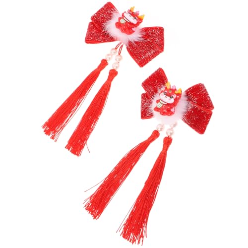 HEALEEP 1 Paar Damen Haarklammern mit Drachen und Schleifen Design Haarspangen mit Quasten für Hochzeiten Neujahrsfeiern und Formelle Anlässe und von HEALEEP