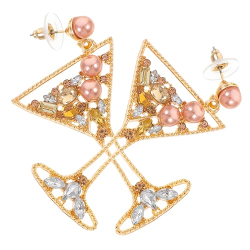HEALEEP 1 Paar Weinglas Ohrringe Damen Champagnerfarbene Ohrringe Kunstperlen Ohrschmuck für Partys Geburtstage und Feiertage von HEALEEP
