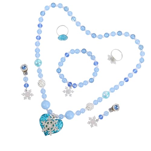 HEALEEP Perlen-set Für Mädchen Halskette Mit Schneeflockenmotiv Perlenarmband Junge Mädchen-ohrclip Schmuckset Partygeschenke Weihnachtsgeschenke von HEALEEP