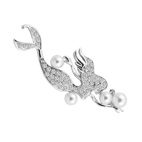HEALEEP 1 Stück Delicate Meerjungfrau Brosche mit Strass Brustnadel für Kleidung Silberne Corsage Pin für Frauen und Mädchen Funkelnder Schmuck für Partys und Veranstaltungen von HEALEEP