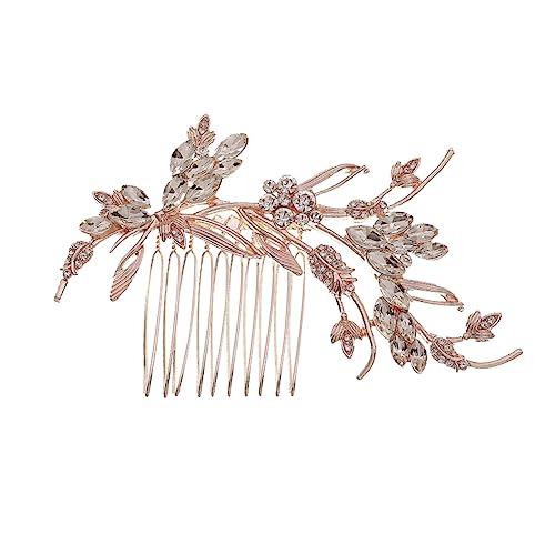 HEALEEP Roségold Haarkamm Haarschmuck Für Hochzeiten Partys Stilvolle Haarnadel Für Frauen Haarspange Mit Blütenmotiv von HEALEEP