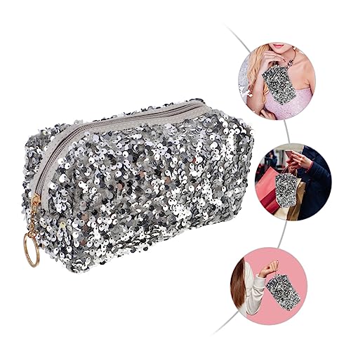 HEALEEP 1 Stück Glitzernde Kosmetiktasche Tragbare Reise Make Up Tasche mit Großem Volumen für Toilettenartikel und Kosmetik Zipper Design Leicht und Langlebig für Damen von HEALEEP