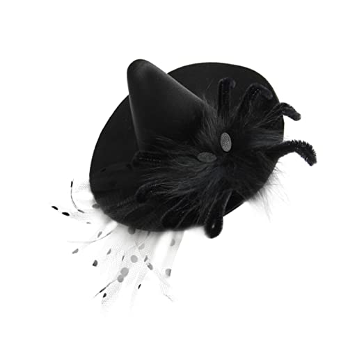 HEALEEP 1 Stück Schwarzer Hexenhut Haarschmuck für Damen Haarspange mit Spinnennetz für Halloween Kostüme Passend Leicht zu Tragen für Partys und Cosplay von HEALEEP