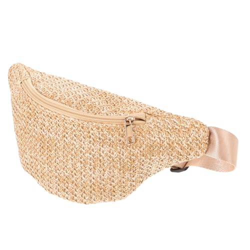 HEALEEP 1 Stück Stroh Gewebte Tasche Raffia Stroh Umhängetasche Klein Gehäkelt Frau Lookalike Schlicht Stroh Sommertaschen Fanny Handgewebt Simulation Stroh Brusttasche Strand Braun von HEALEEP