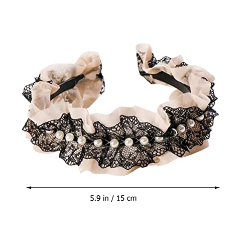 HEALEEP 1 Stück Vintage Perlen Stirnband mit Spitze für Hochzeiten Karneval und Partys Eleganter Haarschmuck für Damen Langlebiges Design Khaki von HEALEEP
