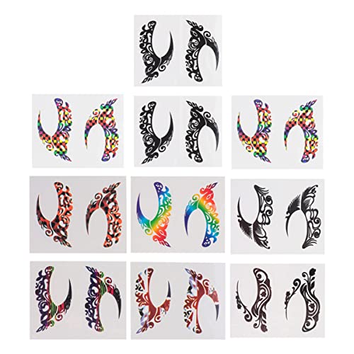 HEALEEP 10 Paare Festival Augen Make Up Sticker Kunstvolle Eyeliner Aufkleber für Kostümparty Maskerade Karneval Leicht Komfortabel für Besondere Anlässe von HEALEEP