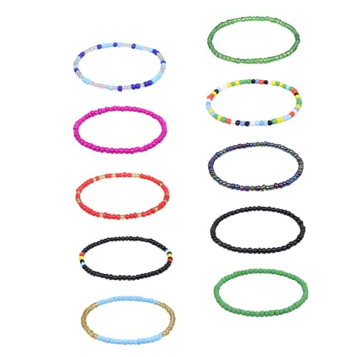 HEALEEP 10 Stück Teiliges Boho Fußkettchen Bunte Perlen Verstellbar Sommer Strand Schmuck Damen Mädchen Modisch Langlebig Angenehm zu Tragen von HEALEEP