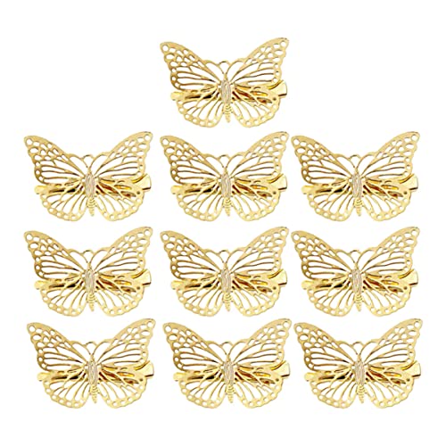 HEALEEP 10 Stück Zarte Haarklammern Schmetterlings Design Für Mädchen Hohl Golden Legiert Stereoskopisch Für Hochzeiten Und Partys Haaraccessoires Für Verschiedene Outfits von HEALEEP