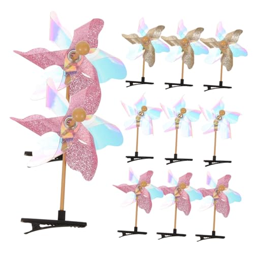 HEALEEP 11 Stück Teiliges Mädchen Haarklammern mit Glitzer Pinwheel Design Bunte Haarspangen für Einfach zu Befestigende Haarschmuck Accessoires für Alltag Schule und Besondere Anlässe von HEALEEP