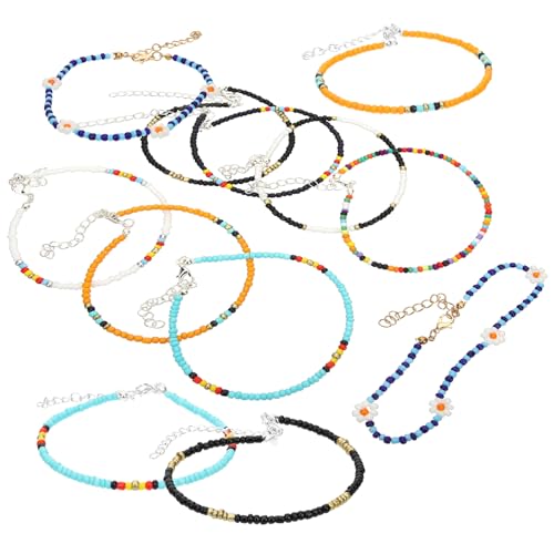 HEALEEP 12 Stck Bunte Perlen Fußkette Damen Teiliges Mehrlagig Bohemian Stil für Partys Strand Hochzeiten und Tägliches Tragen Langlebig und von HEALEEP