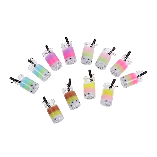 HEALEEP 12 Stück Milchtee Charms Schlüsselanhänger Zufällige Farben Kreative DIY Zubehör für Bubble Tea Langlebige Harz Pendants für Geschenkideen und Bastelprojekte Zufällige Farbe von HEALEEP