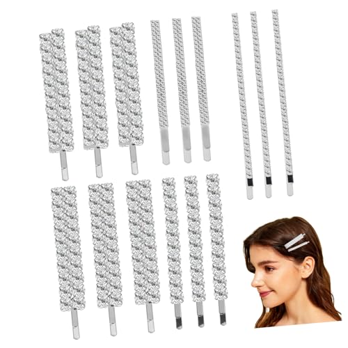 HEALEEP 15 Stück Teiliges Bobby Pins mit Funkelnden Strass Leichte Vielseitige Haarklammern für Damen für Hochzeit Party und Alltag Stabile Haarspangen in Silber von HEALEEP