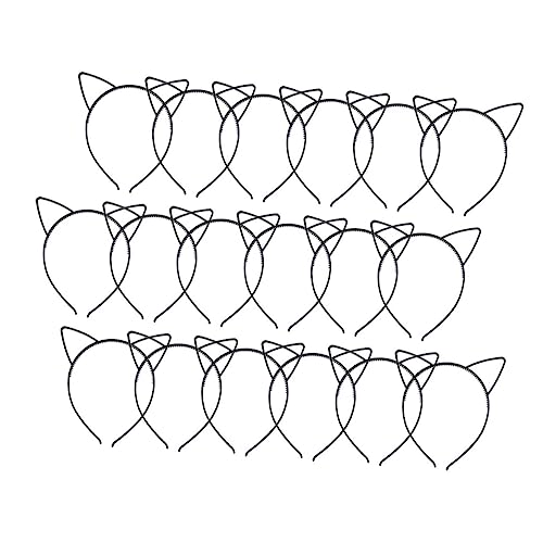 HEALEEP 18 Stück Stirnband Mit Katzenohren Fälschung Haarreiber Katzenmotiv Katzenohren Stirnband Mädchen Kind Mädchen Accessoires Party-haarreifen Katzenhaarband Hallo Plastik Schwarz von HEALEEP