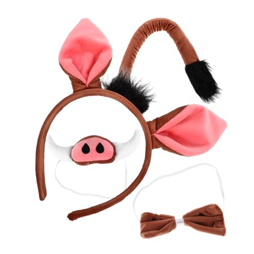 HEALEEP 1Satz Cosplay Kostüm mit Schweineohren Stirnband Tier Fake Nose und Bowtie für Kreative Kinderpartys und Kostüme von HEALEEP