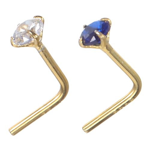 HEALEEP 2 Nasenstecker: L-förmige Nasenpiercingringe aus S925-Silber – weißer Zirkonia-Winkelschmuck für Frauen, Körperpiercing, Gesichtsaccessoire, besondere Anlässe von HEALEEP