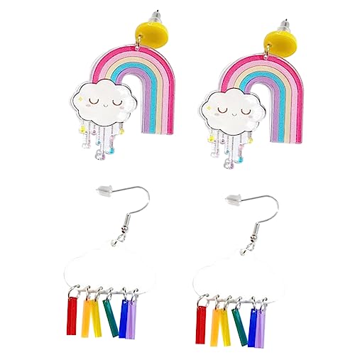 HEALEEP 2paare Regenbogen-wolken-ohrringe Cartoon-tropfen-ohrringe Kreative Baumelnde Für Frauen Und Mädchen Schöne Zum Tragen Und Verschenken von HEALEEP