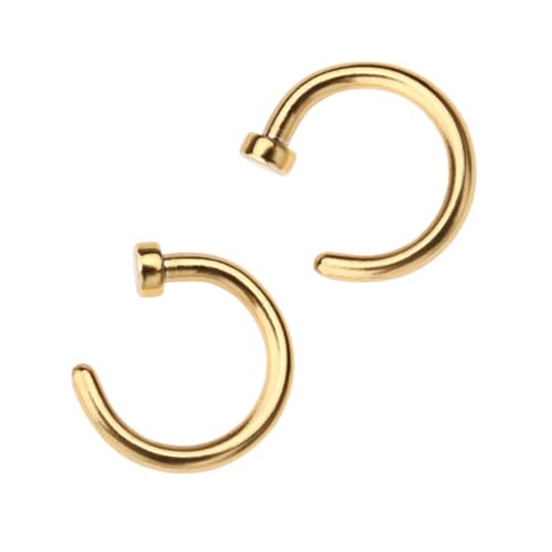HEALEEP 2 Stck Unisex Nasenring aus Chirurgischem Titanstahl C Förmiger Nasenpiercing Ring Hautfreundlich Polierte Oberfläche Geeignet für Damen und Herren Goldfarben von HEALEEP