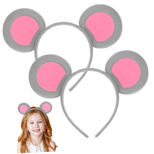 HEALEEP 2 Stck. Mausohren Haarreif Graue Tierohren Stirnband Leicht und Bequem Für Kostüm-party Karneval Cosplay Mädchen und Frauen Geschenkidee von HEALEEP