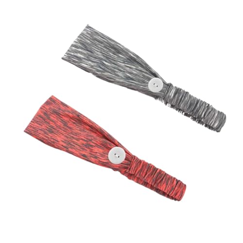 HEALEEP 2 Stück Elastisches Fitness Stirnband mit Knopf Schweißabsorbierend Atmungsaktiv Weich Vielseitig für Yoga Sport und Alltag Damen Haarband in Zufälliger Farbe Zufällige Farbe von HEALEEP