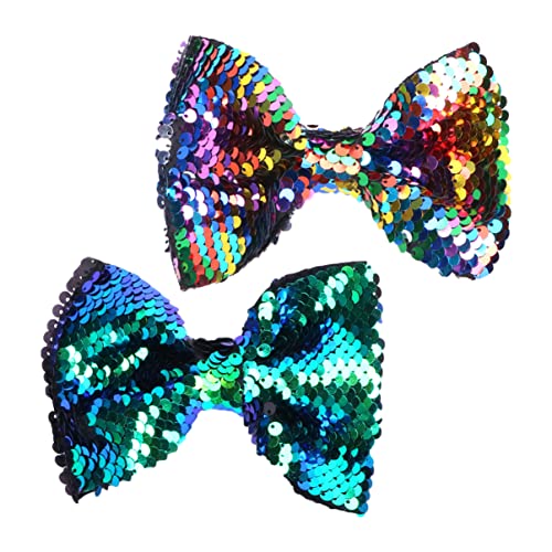 HEALEEP 2 Stück Glitzernde Haarspangen mit Schleife Wendbare Haarklammern für Mädchen Dekoratives Haaraccessoire für Feste und Besondere Anlässe Grün von HEALEEP