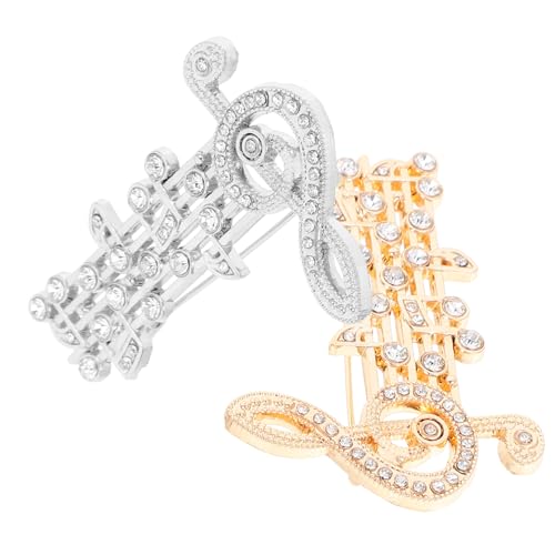 HEALEEP 2 Stück Glitzernde Musikalische Noten Broschen für Damen Anstecknadeln für Festivals und Kleidung Hochwertige Design Accessoires zur Dekoration von Outfits von HEALEEP