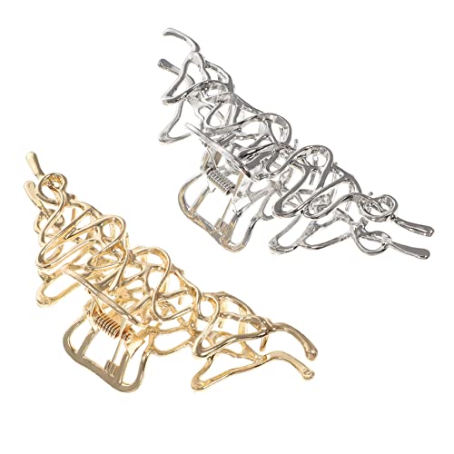 HEALEEP 2 Stück Haarklammern aus Legiertem Metall Rutschfeste Haarspangen für Dickes Haar Unregelmäßiges Metall design Modische Damen haarschmuck in Gold und Silber HEALEEP 2 Stück Haarklammern aus Legiertem Metall Rutschfeste Haarspangen für Dickes Haar Unregelmäßiges Metall design Modische Damen haarschmuck in Gold und Silber von HEALEEP