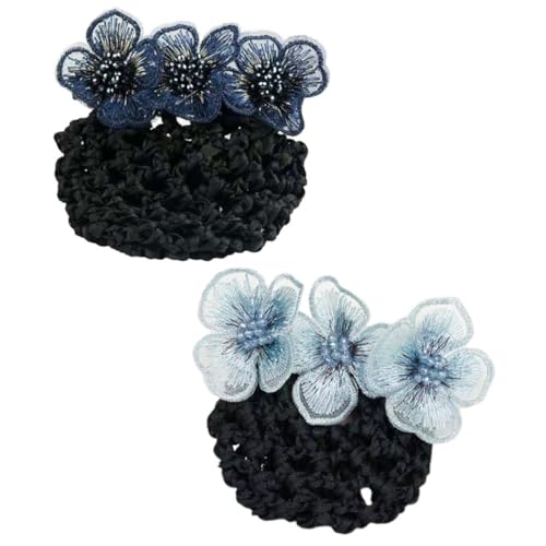 HEALEEP 2 Stück Haarknotenabdeckung mit Blumen Haarnetze für Damen für Hochzeiten und Professionelle Outfits Vielseitiges Haar Accessoire von HEALEEP