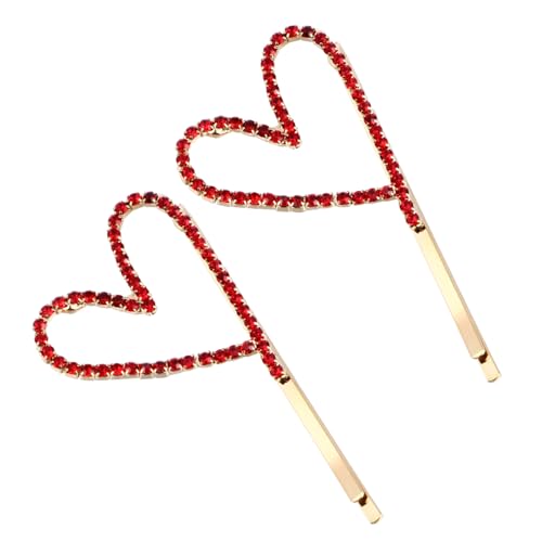 HEALEEP 2 Stück Herzförmige Haarnadeln mit Strass Haarspangen für Verschiedene Anlässe Rote Haarclips für Hochzeiten und Partys Fashion Haarschmuck für Damen von HEALEEP