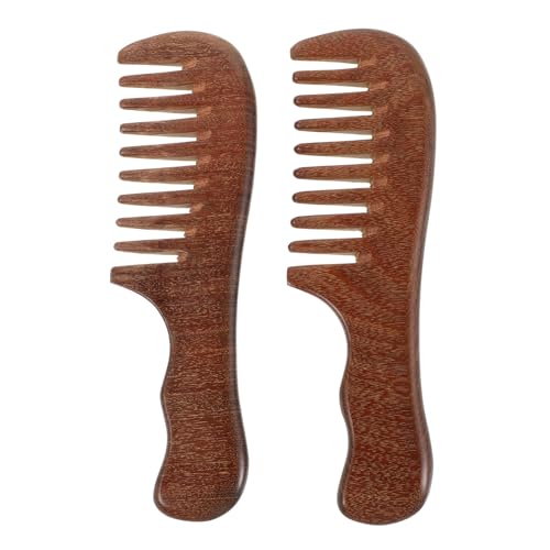 HEALEEP 2stücke Holzkamm Mit Breiten Zähnen Für Lockiges Haar Entwirrungskamm Zur Kopfhautmassage Antistatisch Für Styling Langlebiges Pflege-werkzeug Für Frauen Und Männer von HEALEEP