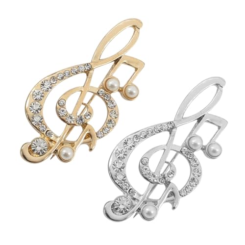 HEALEEP 2 Stück Musiknoten Brosche Strass für Frauen Anstecker für Kleidung für Musikliebhaber Geburtstage Weihnachten und Besondere Anlässe von HEALEEP