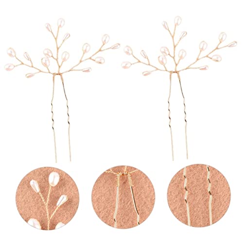 HEALEEP 2 Stück Perlen Haarspangen für Hochzeiten Handgefertigte Haarnadeln für für Brautschmuck und Fotografie Gold Farbdekor von HEALEEP