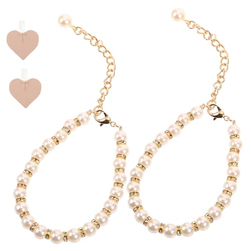 HEALEEP 2 Stück Perlenschuhriemen für Damenschuhe Abnehmbare Fersenriemen Pumps Schmuck Rutsch Schuhbänder für High Heels Stilvolle Fersenhalter für Damen von HEALEEP