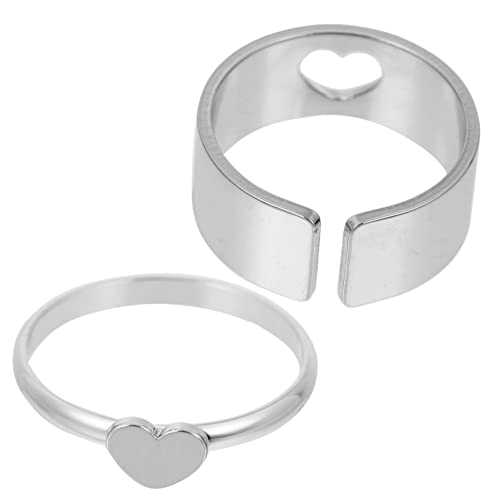 HEALEEP 2 Stück Ringe Romantische Finger Ringe Silber mit als für von HEALEEP