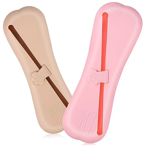 HEALEEP 2 Stück Silikon Makeup Pinselhalter Reise Kosmetiktasche Tragbar Makeup Organizer für Lidschatten Augenbrauen Pinsel mit Rutschfestem Design und Robustem Material Kaffee von HEALEEP