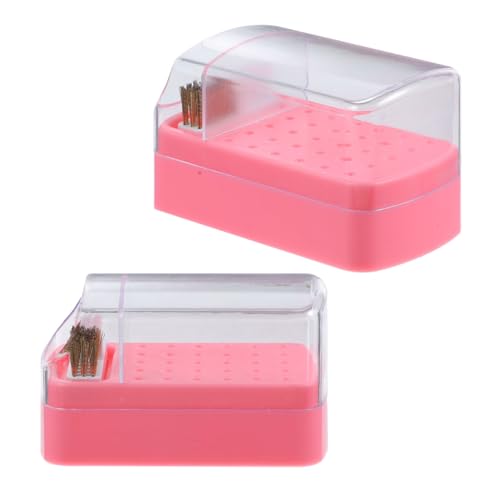 HEALEEP 2 Stück Teiliges Nagelfräser Bohrer Aufbewahrungsbox mit Löchern und Reinigungsbürste Kompakter Nagelbohrer Organizer für Maniküre Tragbar und Multifunktional für Profi und von HEALEEP