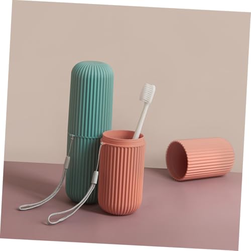 HEALEEP 2 Stück Teiliges Tragbares Zahnbürsten und Zahnpastabox aus Robustem Kunststoff mit Schraubverschluss und Praktischem Lanyard Multifunktionaler Organizer für Reisen Camping und von HEALEEP