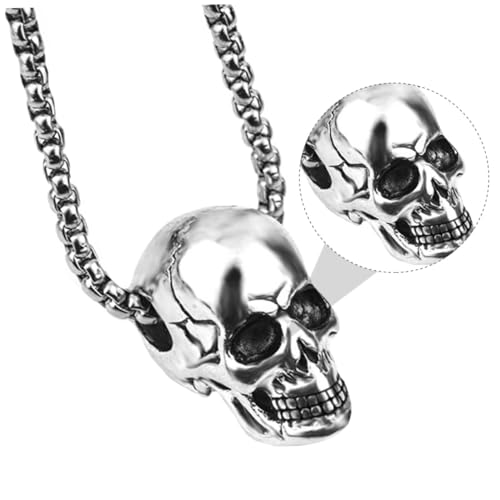 HEALEEP 2 Stück Titanstahl Schädel Anhänger Halskette Hip Hop Stil Männliche Schlüsselbein Kette Europäischer Modetrend Robust für Party Urlaub Alltag von HEALEEP