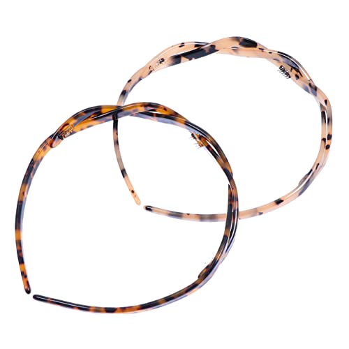 HEALEEP 2 Stücke Rutschfeste Damen Stirnbänder Acryl Haarreif mit Schildpattmuster Modisches Haar Accessoire für Mädchen und Bräute für Hochzeiten und Partys von HEALEEP