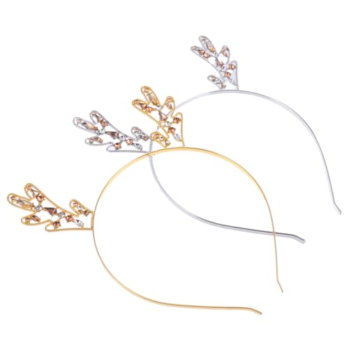 HEALEEP 2 Stück Weihnachtlicher Metall Haarreif mit Rentier Geweih in Gold und Silber Leichtes Accessoire für Party Karneval und Festliche Anlässe Modisch und Bequem Tragbar von HEALEEP