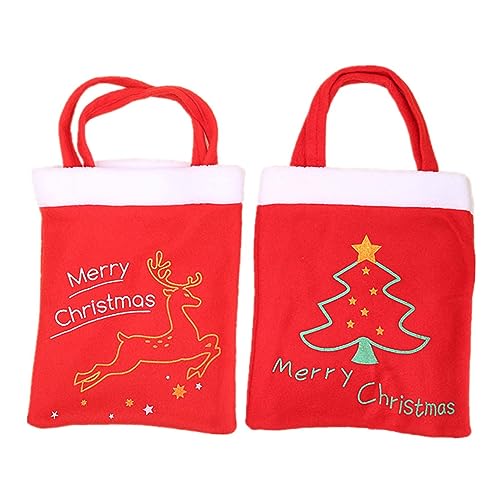 HEALEEP 2 Stück Weihnachtsgeschenktüten Weihnachtsdekor Aufbewahrungstasche Weihnachtsgeschenke Dekorationen Weihnachtsgeschenke Leckereien Tasche Vliesstoff Rot von HEALEEP
