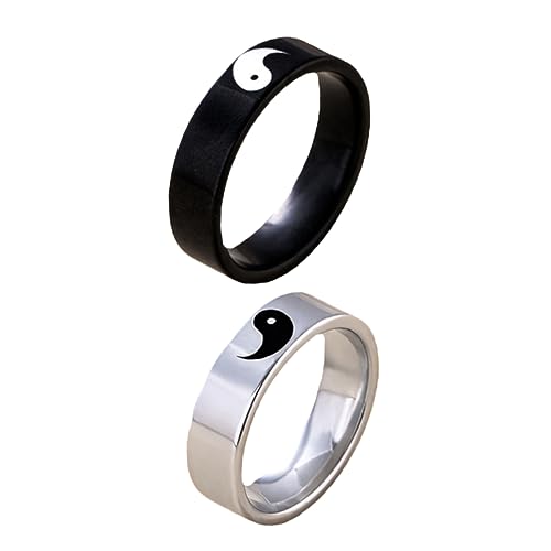 HEALEEP 2stücke Yin-yang Paarringe Tai Chi Symbol Schmuck Ornament Für Und Frauen Finger Decoration von HEALEEP