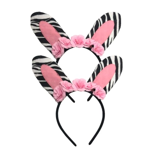 HEALEEP 2 Stück Zebra Haarreif Teiliges für Kostümpartys und Festivals für Cosplay und Kreative Fotoshootings mit Charmantem Blumenornament Vielseitig Einsetzbar von HEALEEP