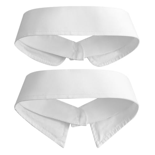 HEALEEP 2 Stück falscher Kragen Hemd mit abnehmbarem Kragen Kunsten Hemd mit falschem en Dickey gefälschtes Halsband mit Fake-en Fake-en-Männer Baumwolle Weiß von HEALEEP