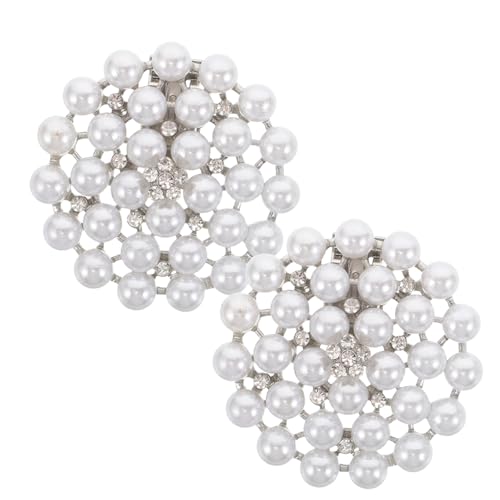 HEALEEP 2 Stück runde Kunstperlen & Strass Bling Schuhclips Schmuck Blumenschnalle Clog Charms für Hochzeit Braut Heels Sandalen Schuhdekorationen von HEALEEP
