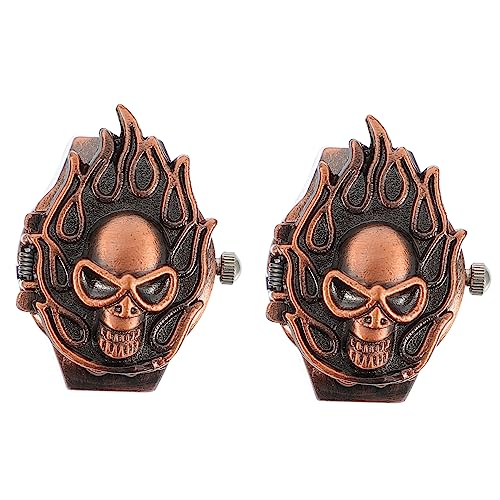 HEALEEP 2Stücke Elastische Retro Fingeruhr für Männer und Frauen Lässige Ringuhr mit Flip Open Cover Praktisch für Alltag und Besondere Anlässe von HEALEEP