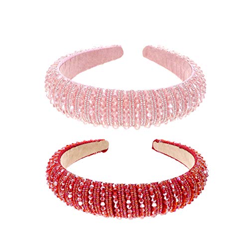 HEALEEP 2Stücke Strass Haarbänder Breiter Haarschmuck für Glitzer Stirnbänder für Hochzeiten Geburtstagsfeiern und Festivals von HEALEEP
